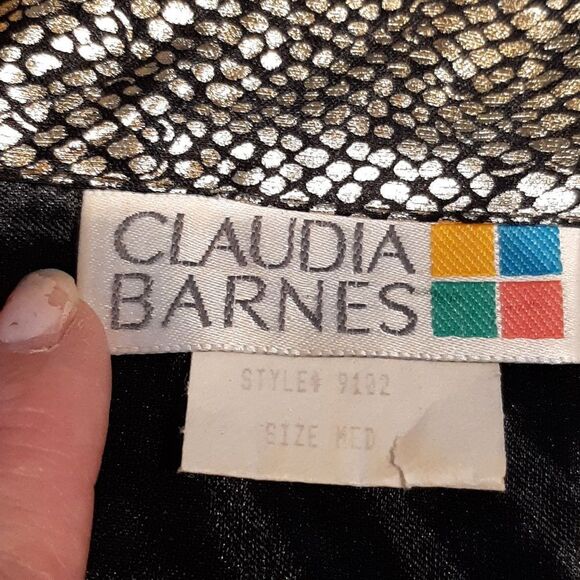Claudia Barnes Vintage Gold and Black Snakeskin Print Long Sleeve Button Down - Picture 6 of 9